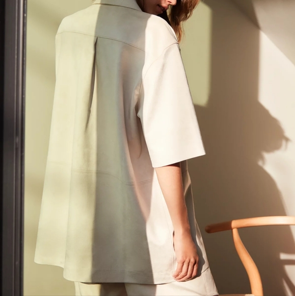 Cream coloured Wilfred Le Fou Funk faux suede button-up, size small - Picture 3 of 8